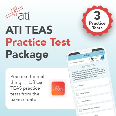 ATI TEAS Practice Test Package: 3 practice tests. Practice the real thing with official TEAS practice tests from the exam creator.